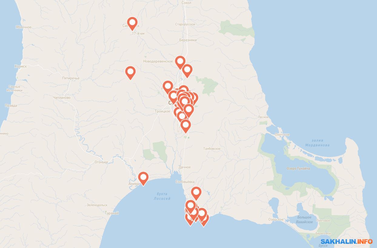 Карта южно сахалинска корсаков