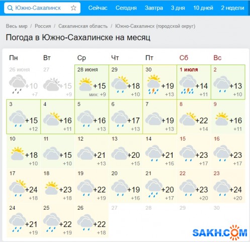 Карта погоды южно сахалинск